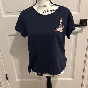 Nautica Women's Short Sleeve Sleep Tee in Navy with Graphic